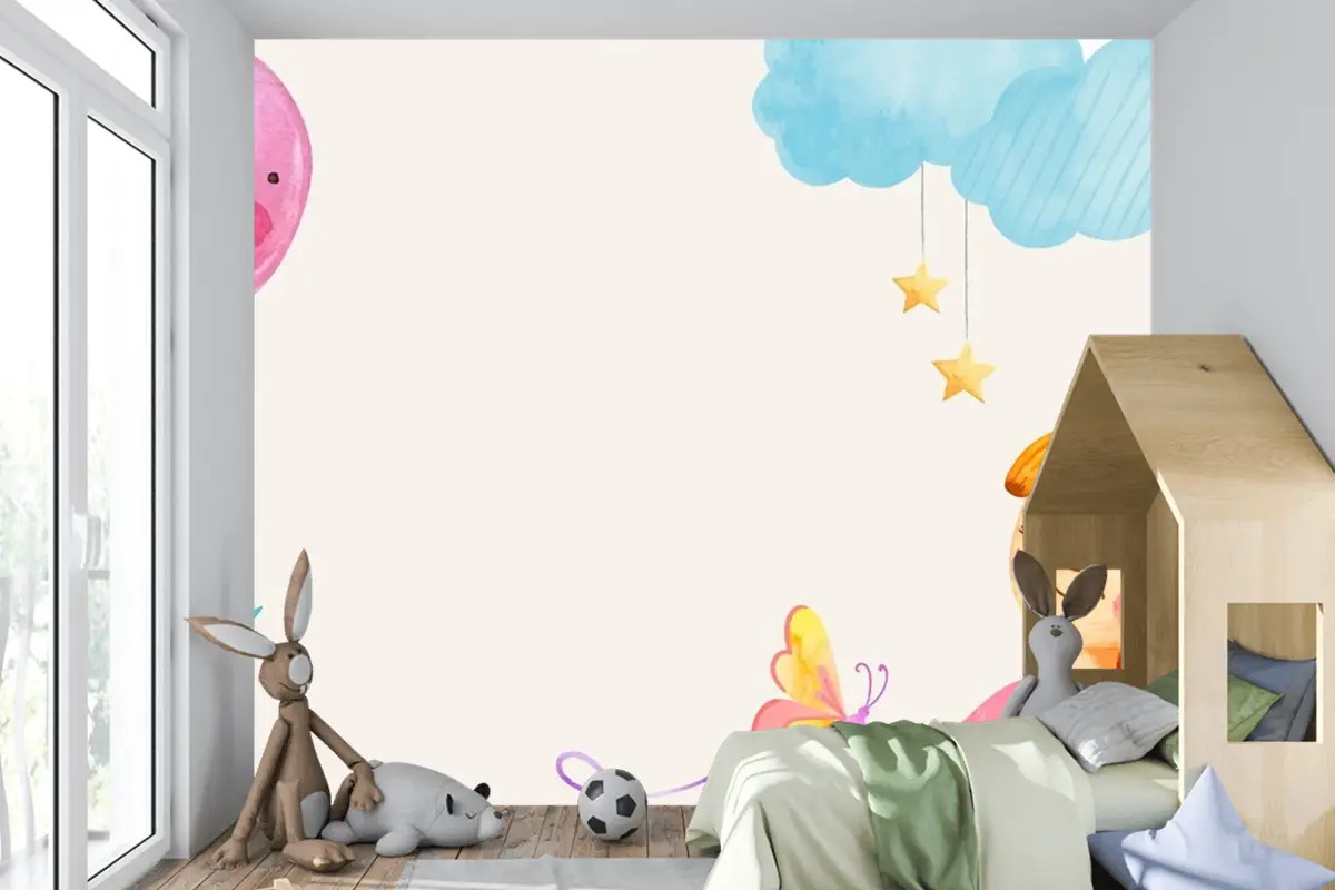 İspanyolca Arka Plan Çocuk Odası Duvar Kağıdı Duvarında Suluboya Çocuk Bayramı