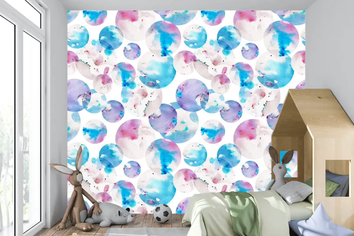 Suluboya Noktalı Desen Çocuk Odası Duvar Kağıdı 