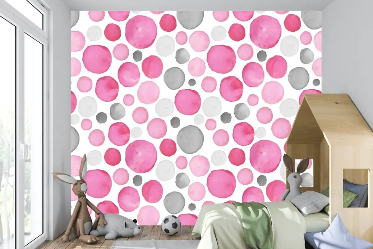 Suluboya Noktalı Desen Çocuk Odası Duvar Kağıdı 