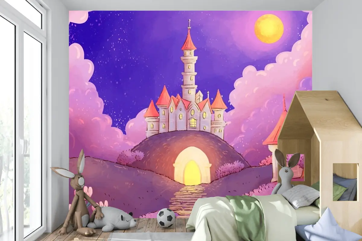Suluboya Peri Masalı Arka Plan Çocuk Odası Duvar Kağıdı 