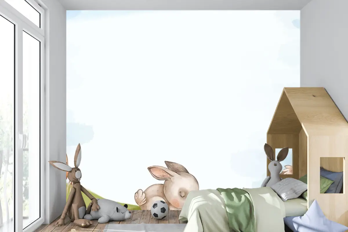 Suluboya Orman Hayvanları Arka Plan Çocuk Odası Duvar Kağıdı 