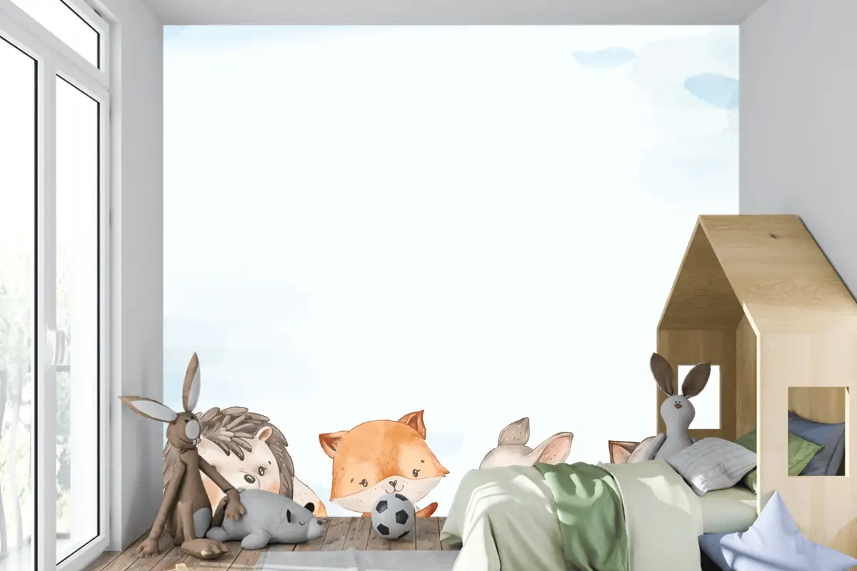 Suluboya Orman Hayvanları Çocuk Odası Duvar Kağıdı