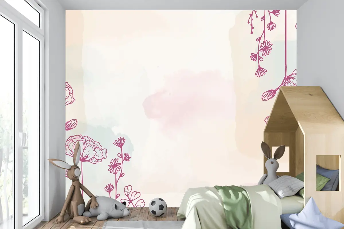 Suluboya Elle Çizilmiş Arka Plan Çocuk Odası Duvar Kağıdı