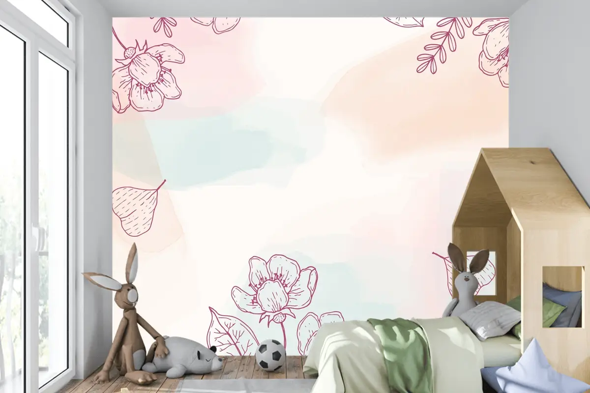 Suluboya Elle Çizilmiş Arka Plan Çocuk Odası Duvar Kağıdı 