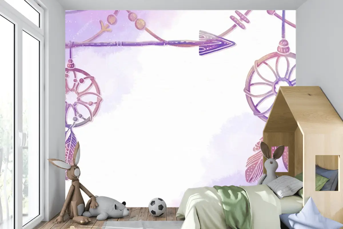 Suluboya Boyalı Boho Arka Plan Çocuk Odası Duvar Kağıdı 