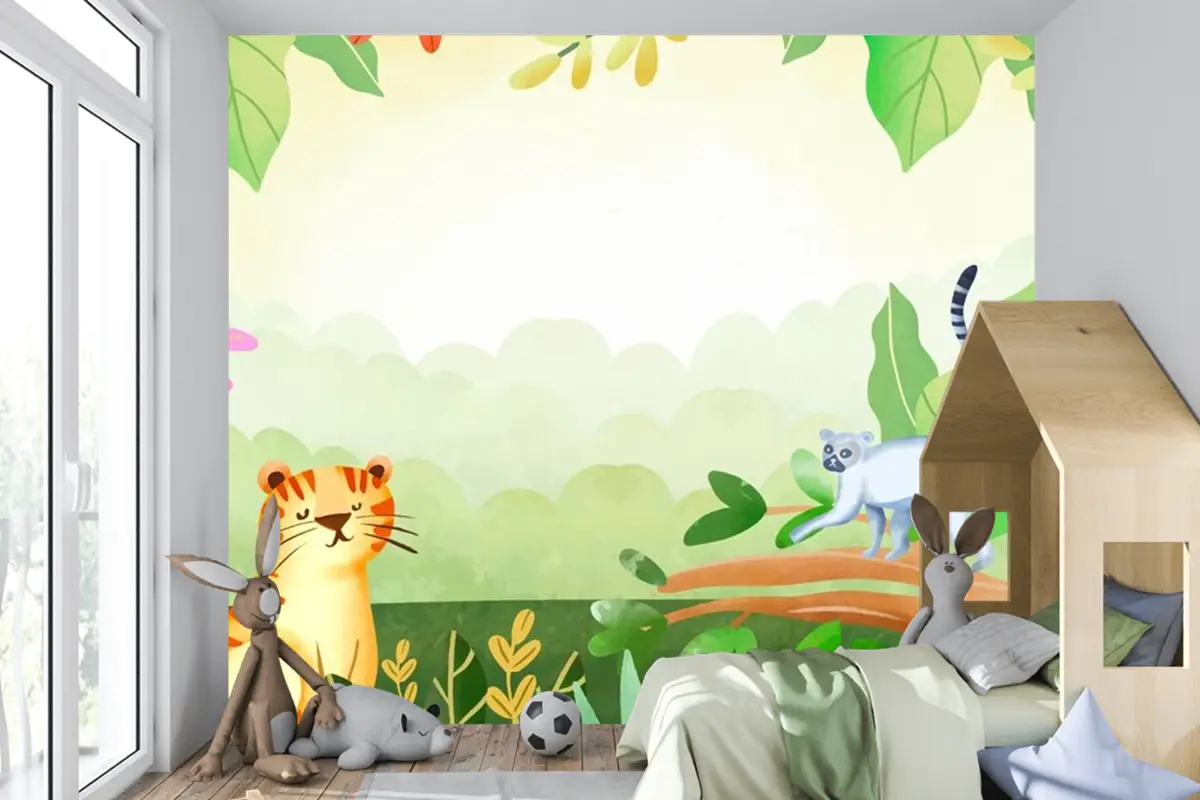 Suluboya Dünya Yaban Hayatı Günü Arka Plan Çocuk Odası Duvar Kağıdı 