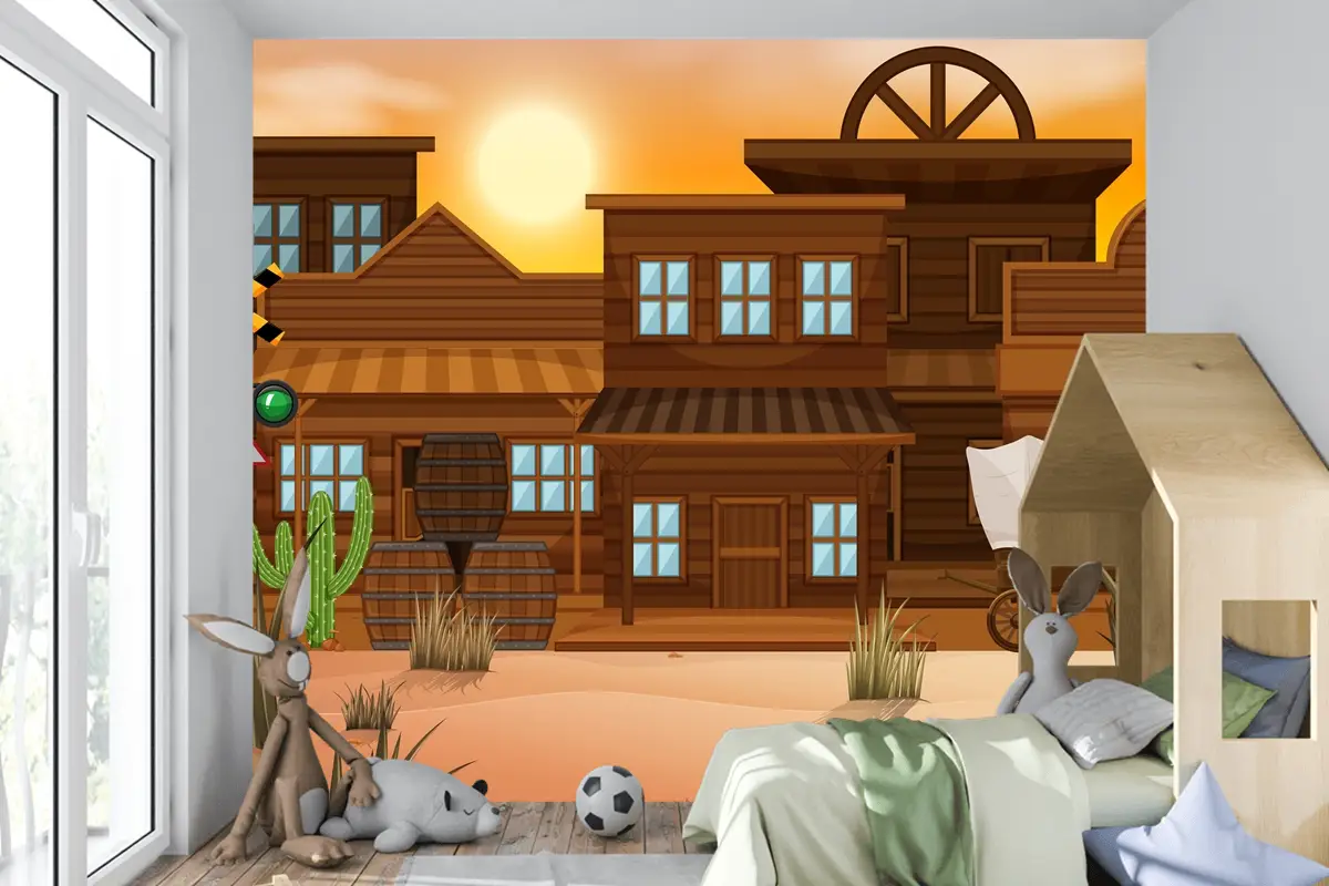 Doğada Batı Çölü Temalı Sahne Çocuk Odası Duvar Kağıdı