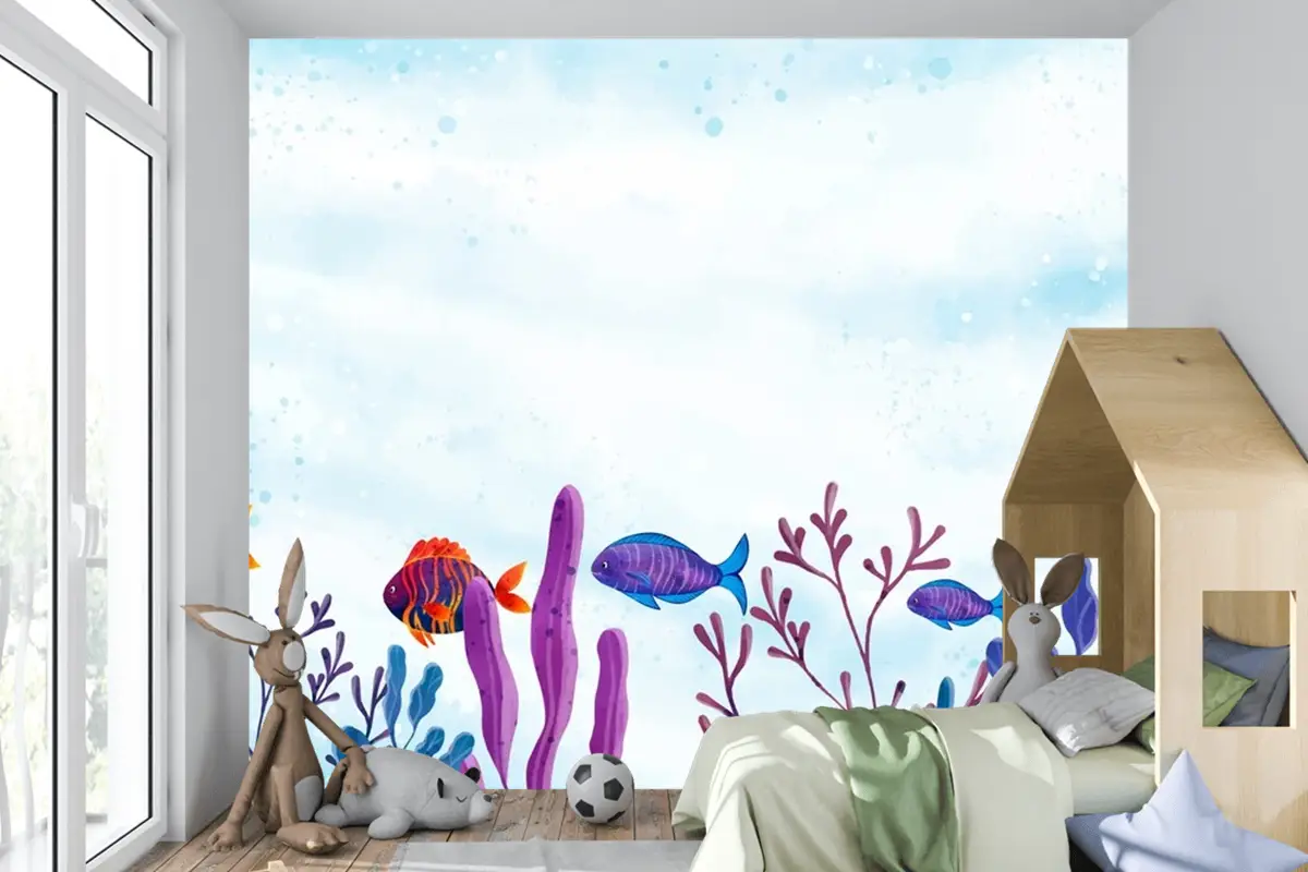 Dünya Okyanuslar Günü Suluboya Arka Plan Çocuk Odası Duvar Kağıdı
