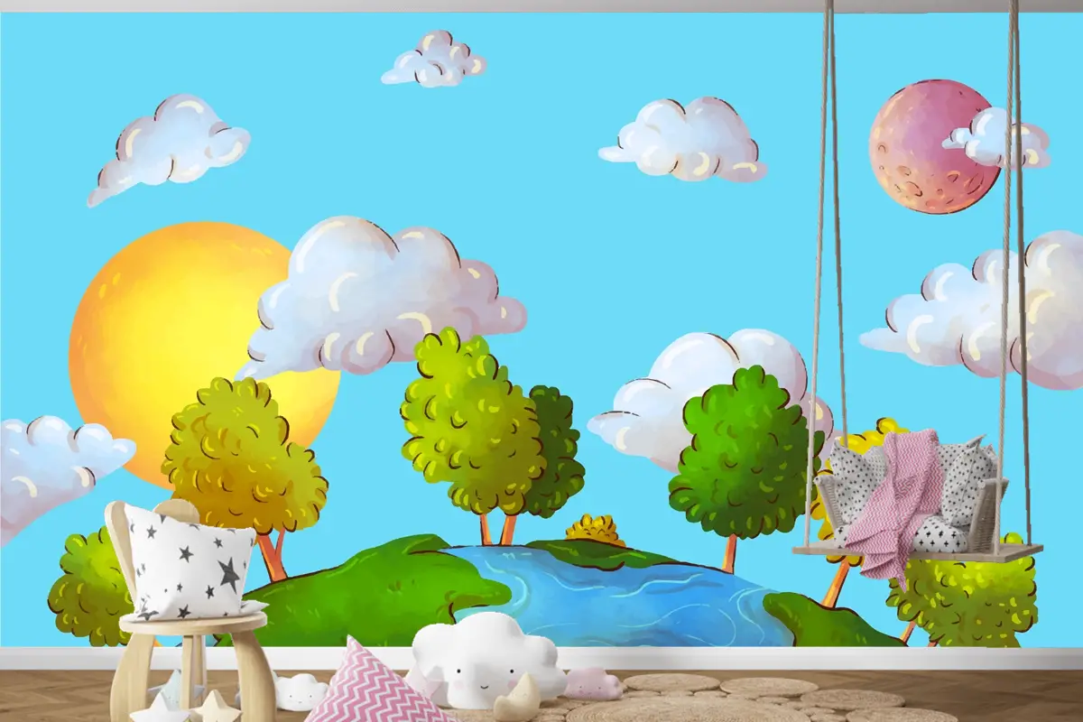 Uluslararası Orman Günü Kutlaması Çocuk Odası Duvar Kağıdı  Için Suluboya Arka Plan