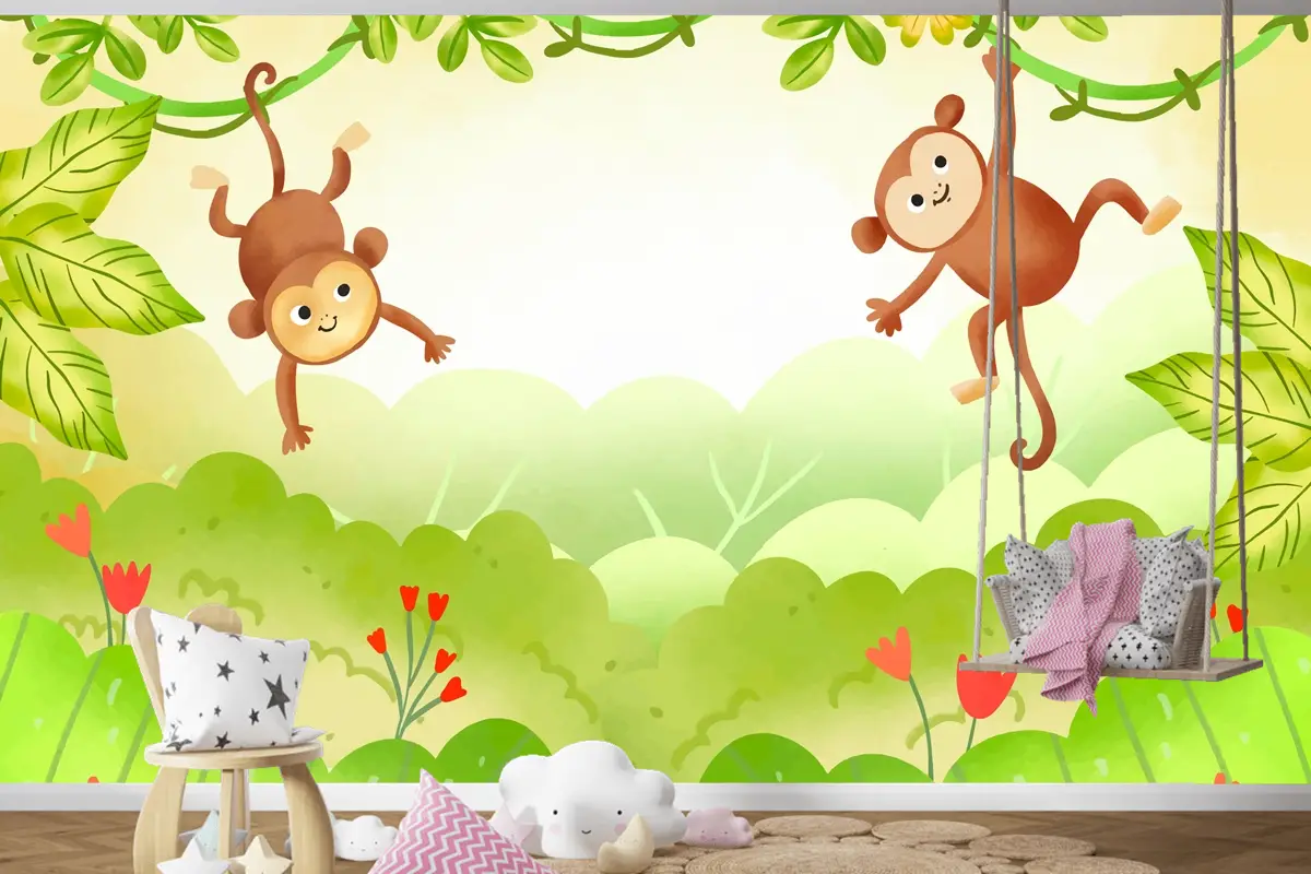 Suluboya Dünya Yaban Hayatı Günü Arka Plan Çocuk Odası Duvar Kağıdı 