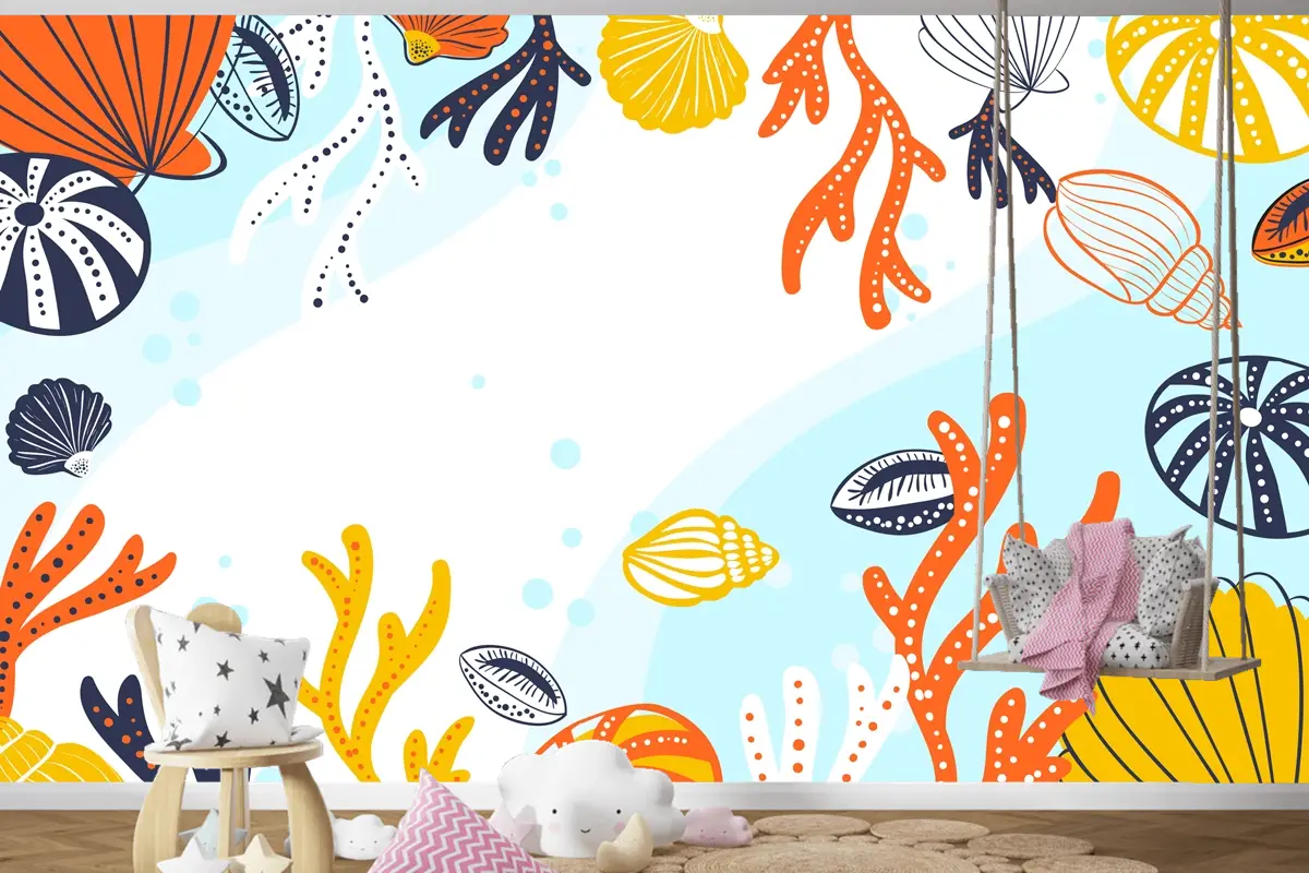 Elle Çizilmiş Su Arka Plan Çocuk Odası Duvar Kağıdı 