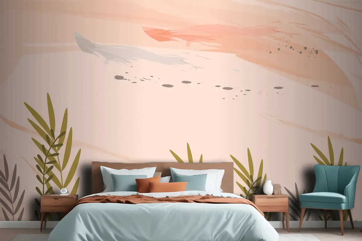 Suluboya Renkli Çiçek Arka Plan Yatak Odası Duvar Kağıdı