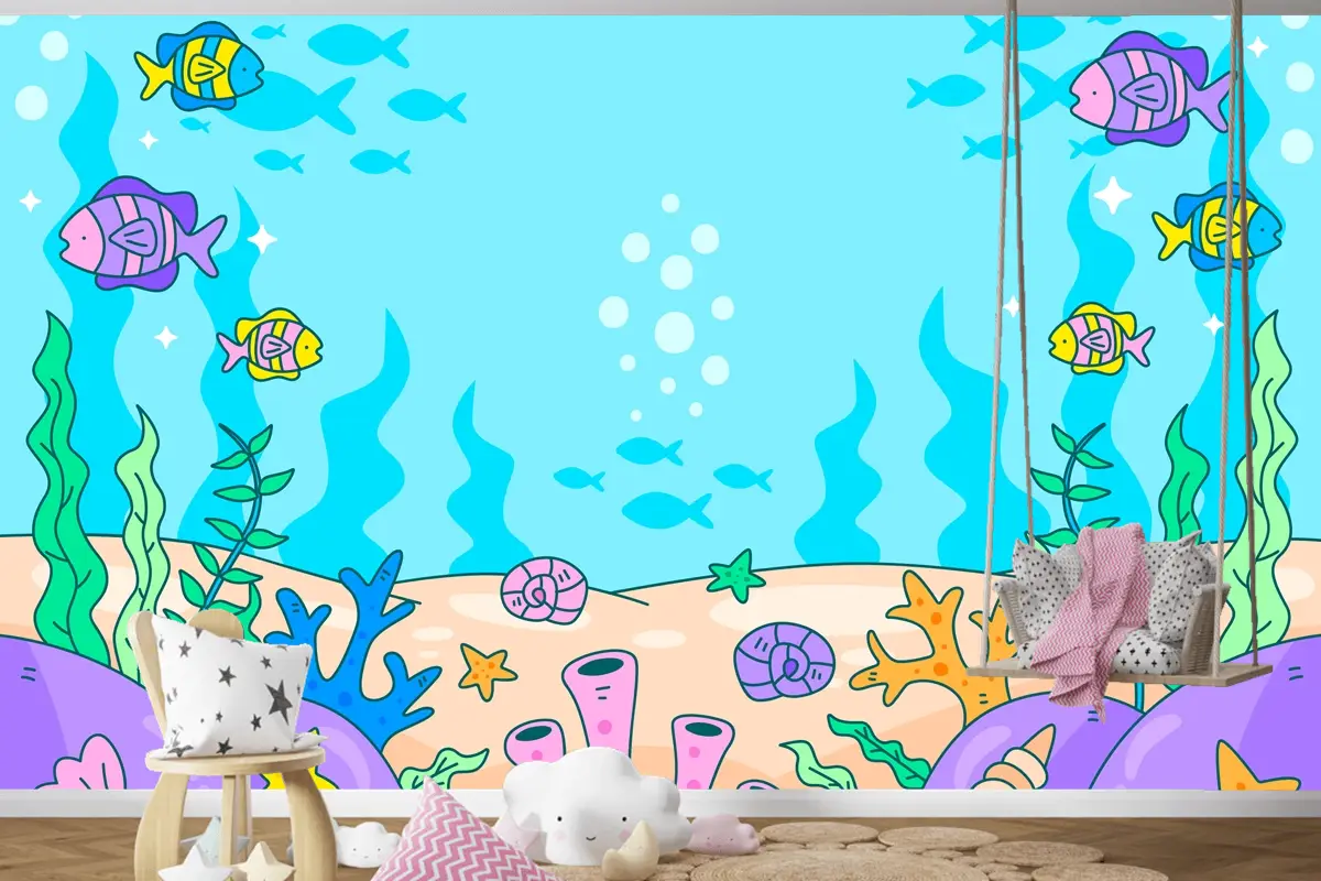 Dünya Okyanuslar Günü Elle Çizilmiş Arka Plan Çocuk Odası Duvar Kağıdı