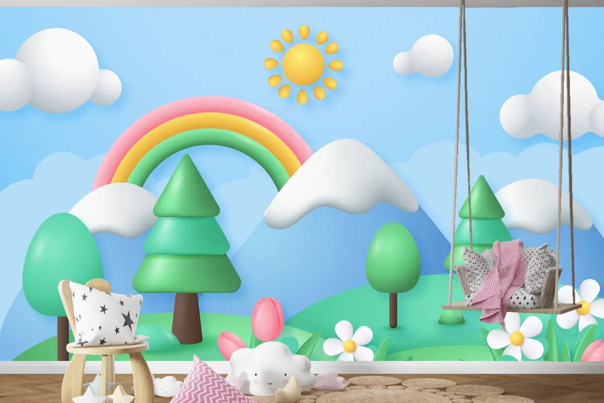 Gerçekçi Çiçek Bahar Çocuk Odası Duvar Kağıdı 