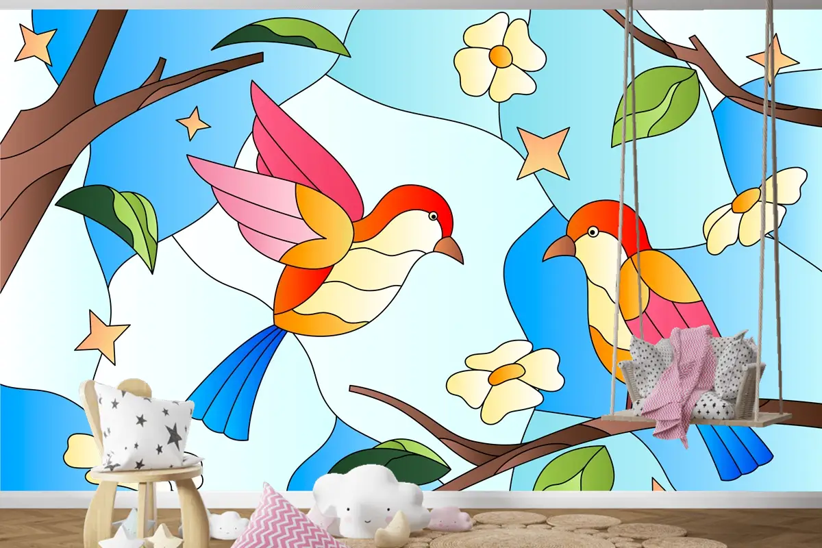 Degrade Vitray Arka Plan Çocuk Odası Duvar Kağıdı 