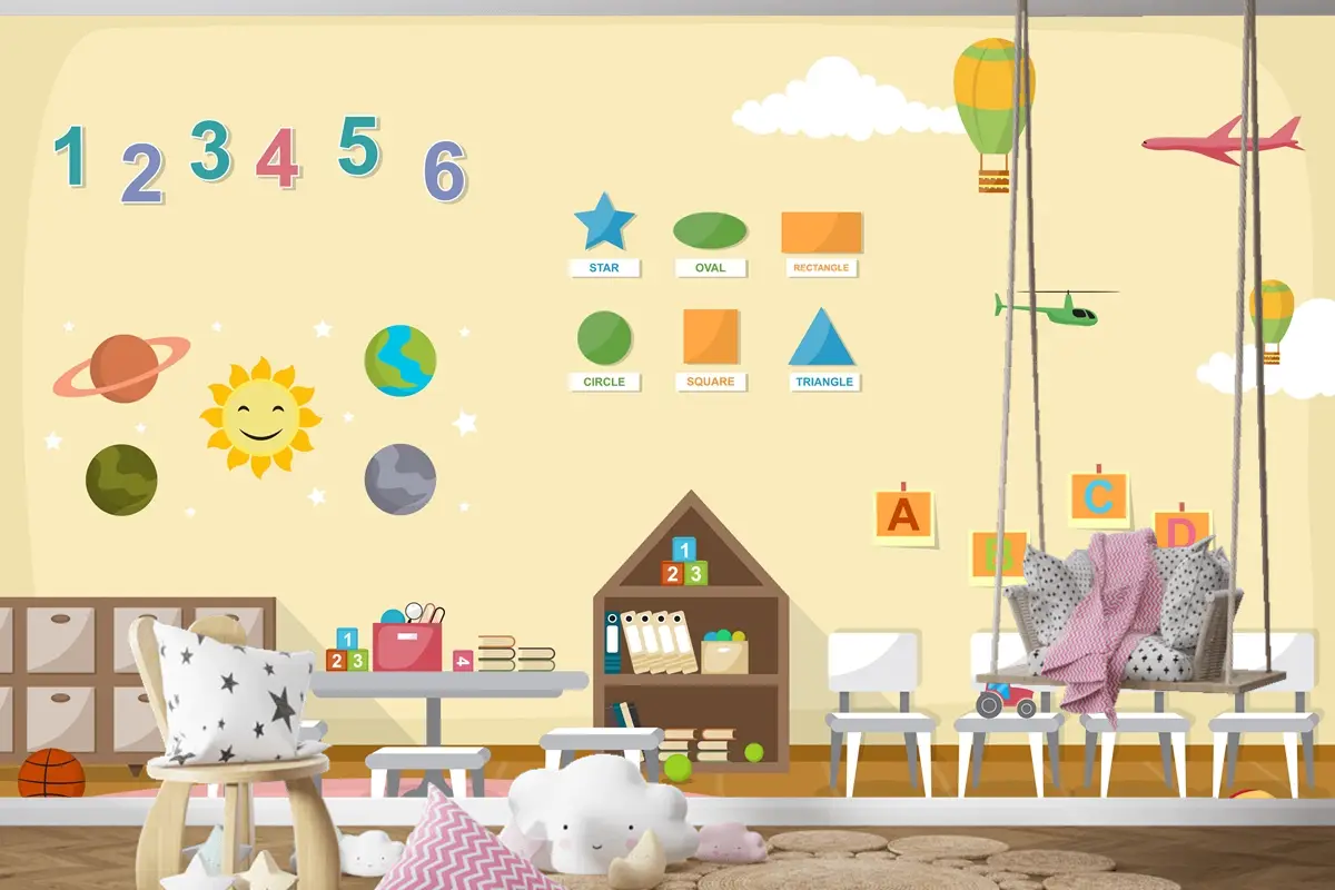 Anaokulu Sınıf İçi Çocuk Okul Oyuncakları Mobilya Çocuk Odası Duvar Kağıdı
