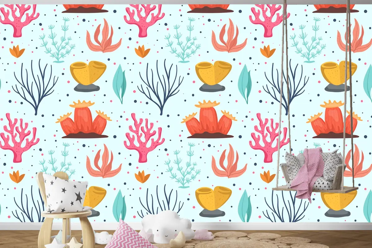 Mercan Desen Koleksiyonu Konsepti Çocuk Odası Duvar Kağıdı 