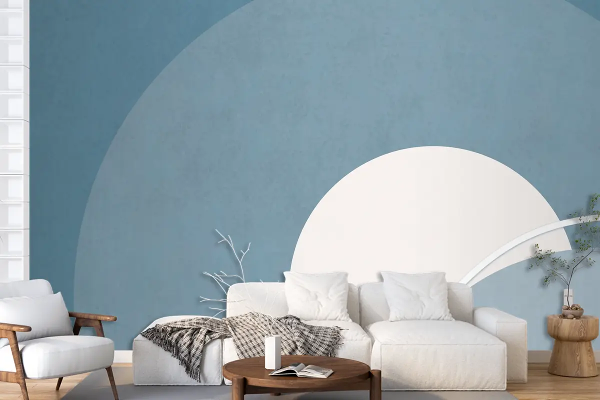 Retro Renkli Ay Manzarası Minimalist Vintage Poster Tarzı Oturma Odası Duvar Kağıdı Duvar