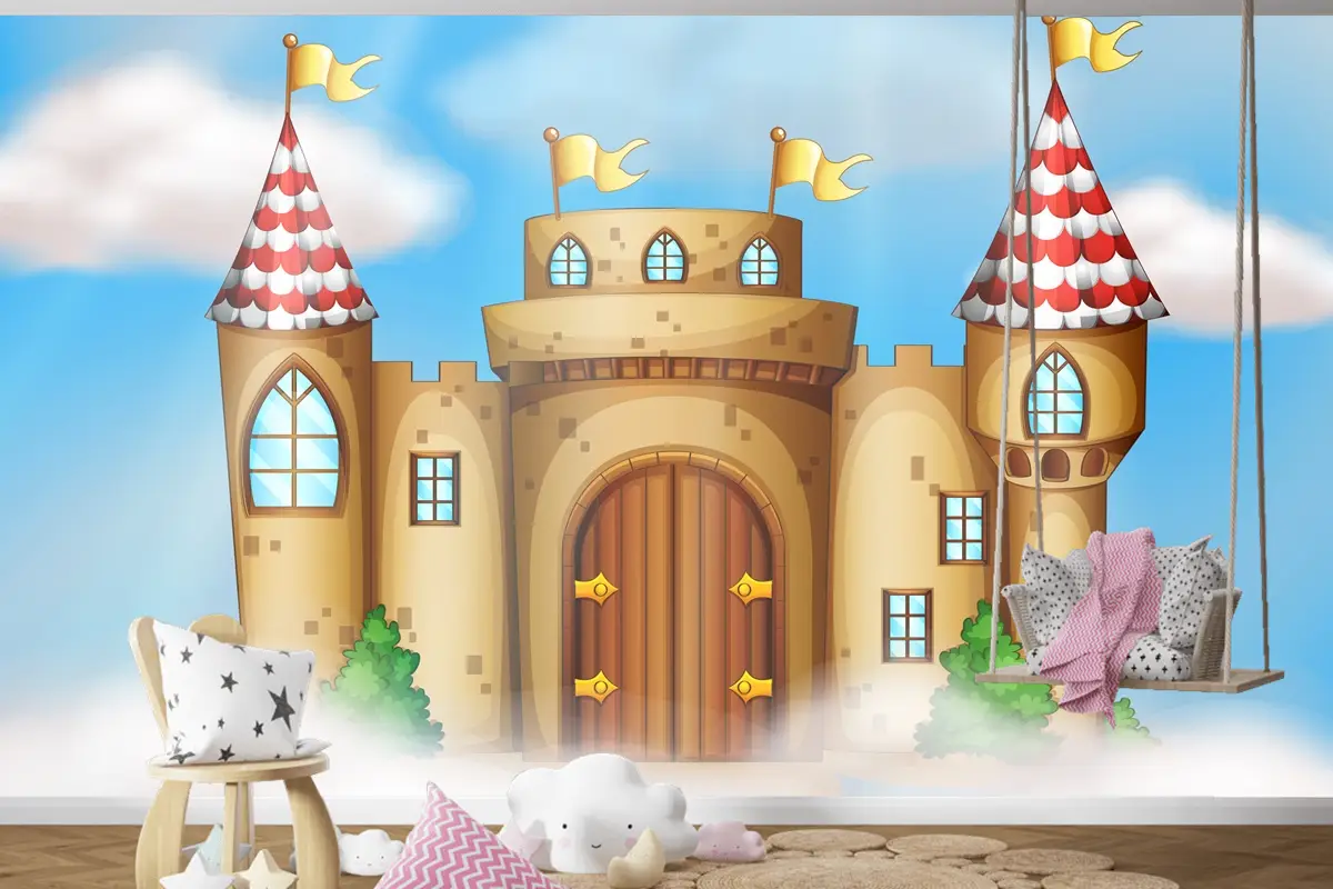 Gökyüzünde Bir Masal Kalesi Çocuk Odası Duvar Kağıdı Duvar Resimleri