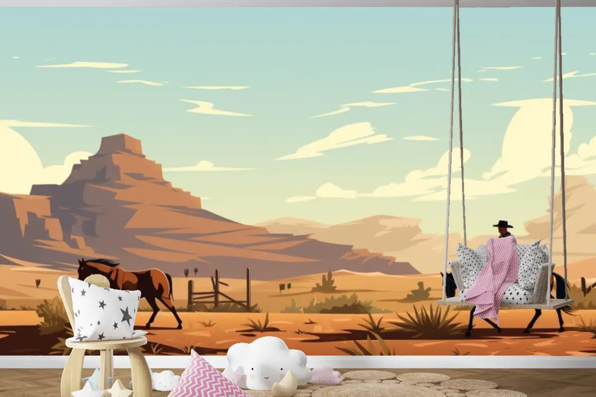 Çölde Ata Binen Adam Çocuk Odası Duvar Kağıdı