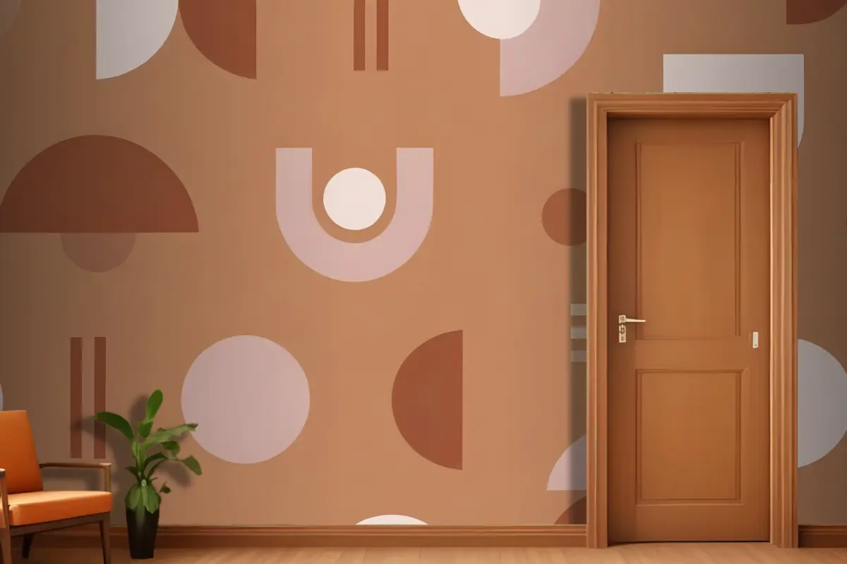 Kahverengi Antre  Hol  Koridor Duvar Kağıdı Duvarının Tonlarında Soyut Geometrik Şekiller Ve Desenler