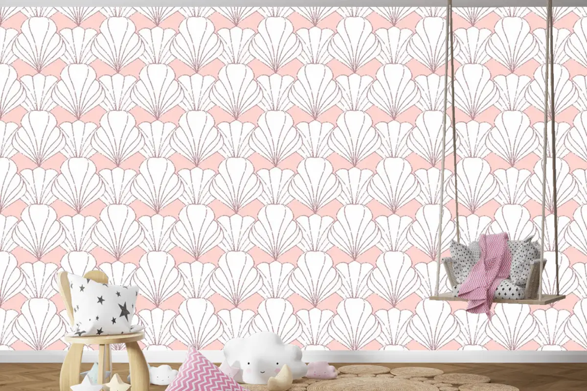 Art Deco Gül Altın Dikişsiz Desen Çocuk Odası Duvar Kağıdı