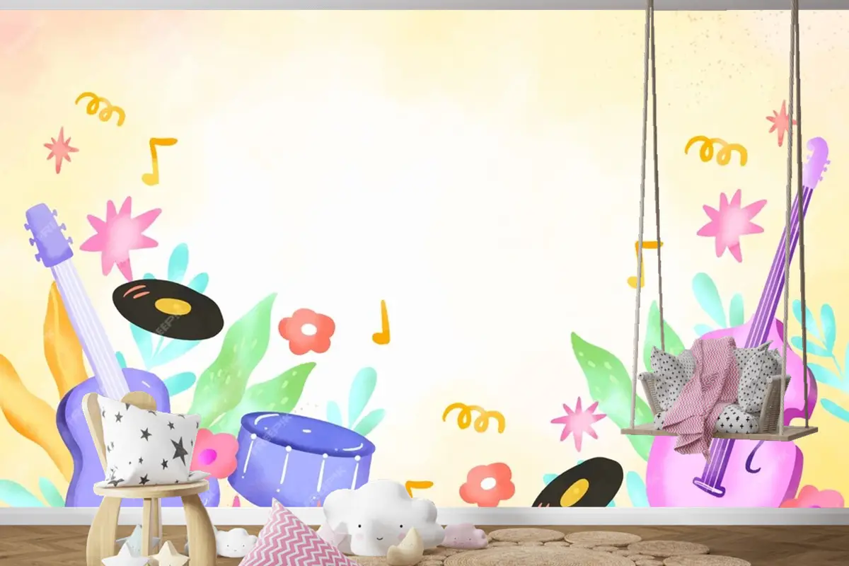 Dünya Müzik Günü Kutlaması Çocuk Odası Duvar Kağıdı Arka Planı