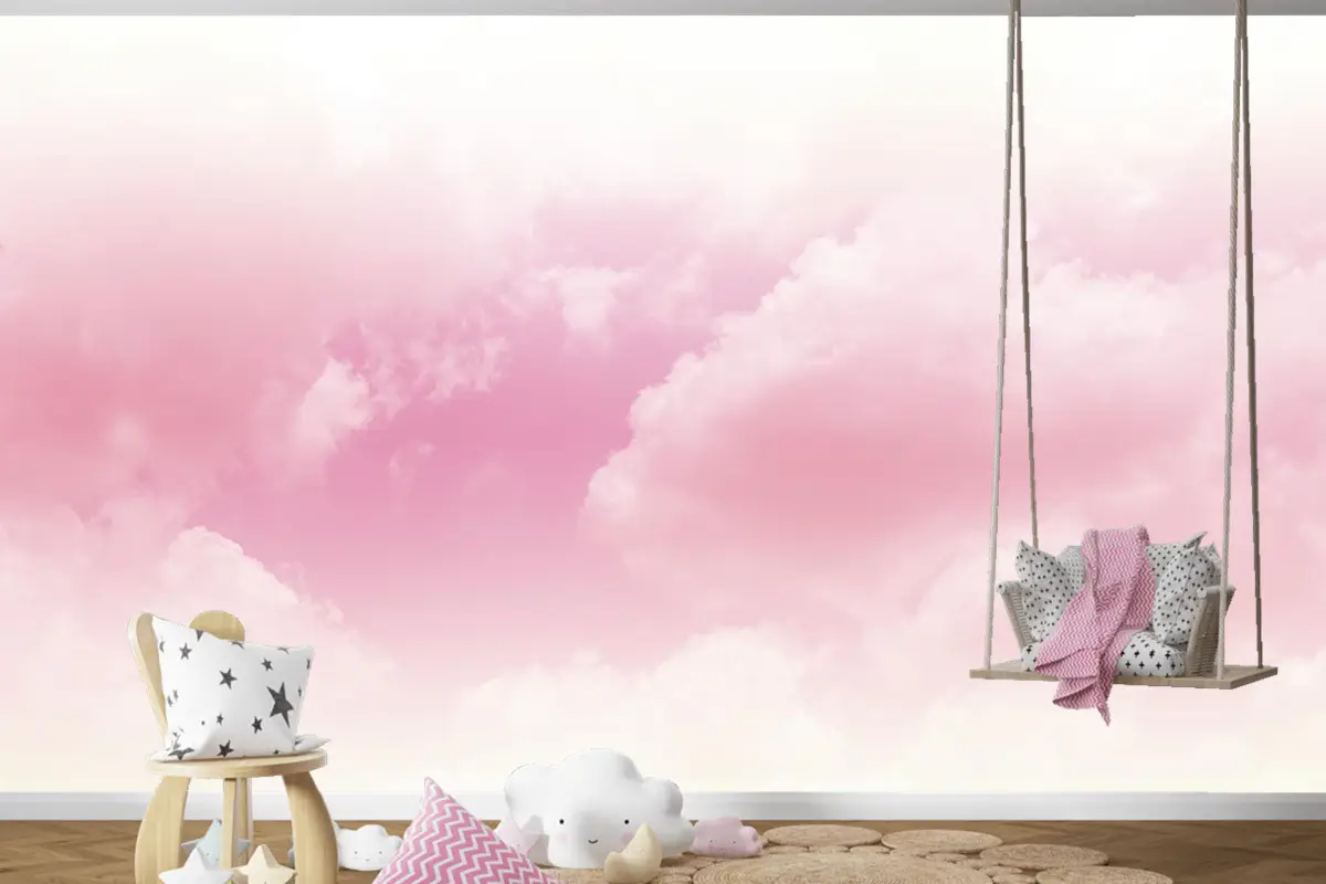 Çocuk Odası Duvar Kağıdı Pembe Bulutlar
