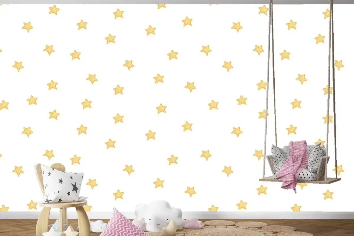 Çocuk Odası Duvar Kağıdı Sarı Yıldızlar