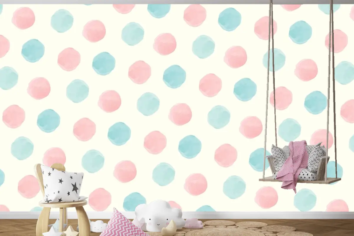 Renkli Geometrik Dikişsiz Desen Çocuk Odası Duvar Kağıdı