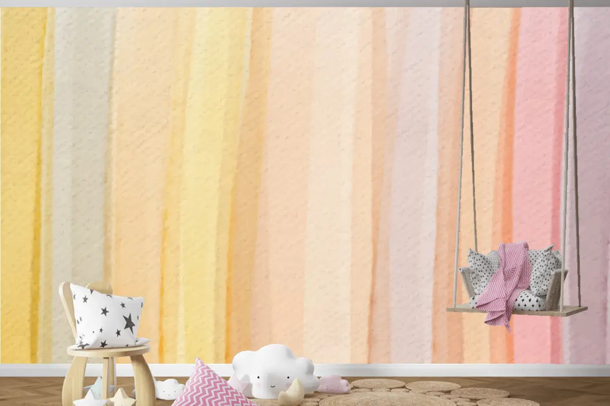 Renkli Suluboya Arka Plan Tasarımı Çocuk Odası Duvar Kağıdı 