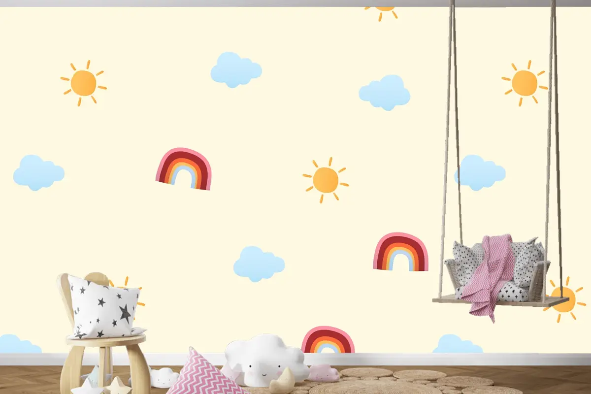 Sevimli Hava Desen Arka Plan Çocuk Odası Duvar Kağıdı