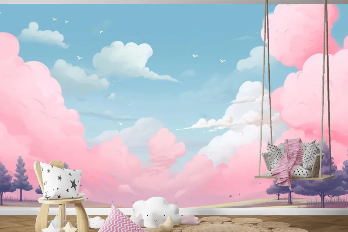 Çocuk Odası Duvar Kağıdı Duvarı İçin Seçilen Dijital Sanat