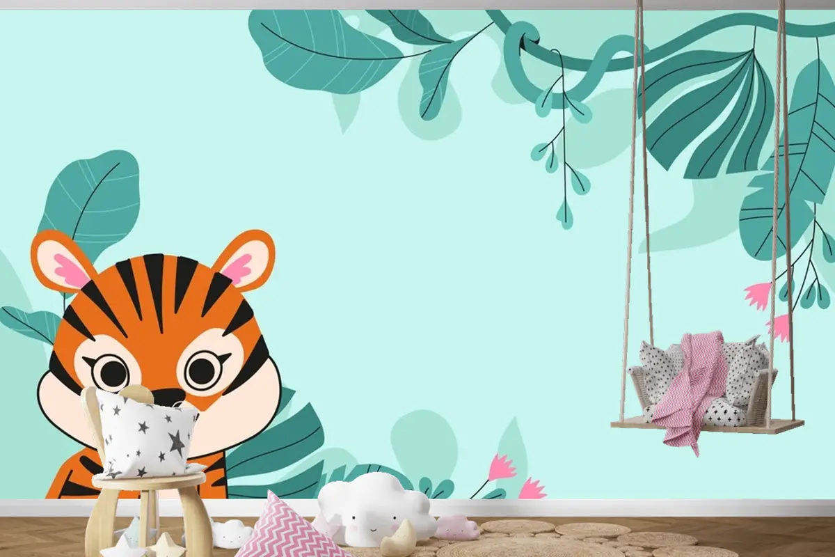 Uluslararası Kaplan Günü Farkındalığı Çocuk Odası Duvar Kağıdı  Için Düz Arka Plan