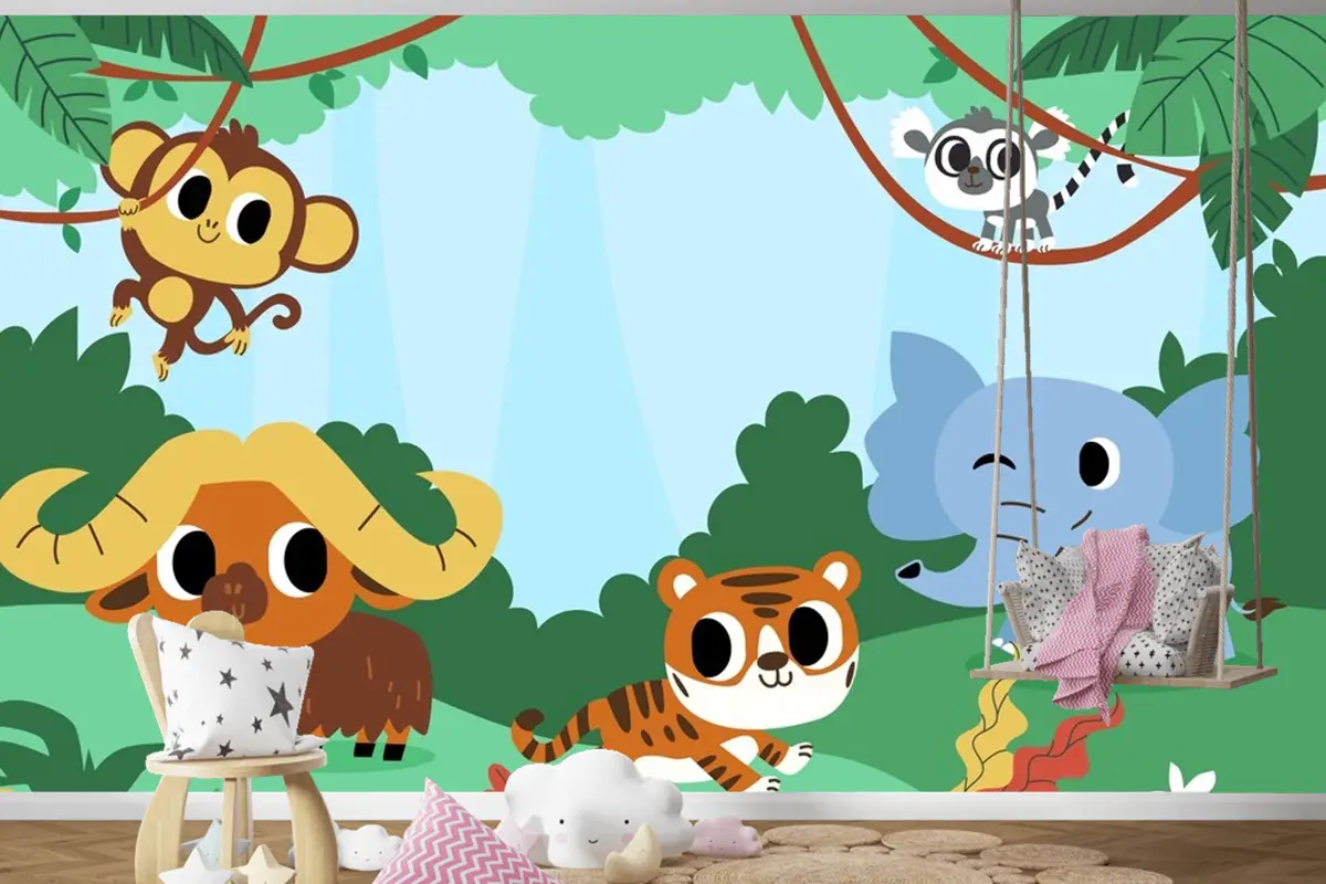 Dünya Hayvanları Koruma Günü Kutlaması İçin Düz Çocuk Odası Duvar Kağıdı 