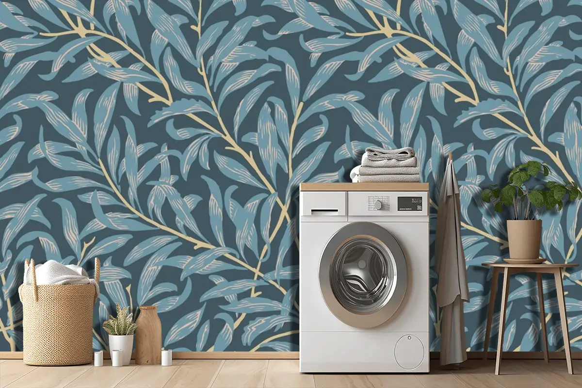 Çiçek Desenli Tasarım Çamaşır Odası Duvar Kağıdı 