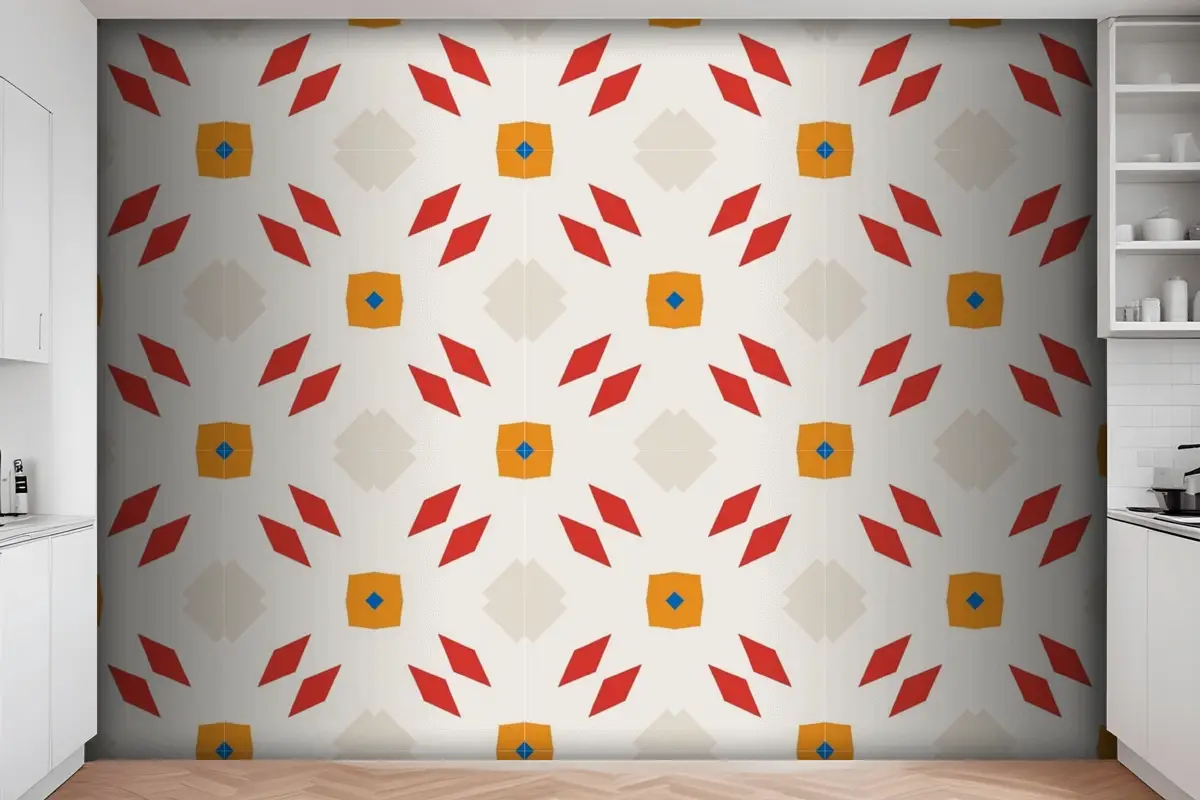 Geometrik Şekil Soyut Mutfak Duvar Kağıdı 