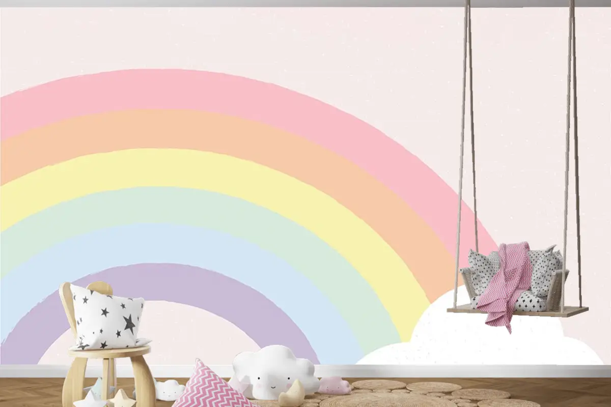 Gökkuşağı Ve Bulut Çocuk Odası Duvar Kağıdı