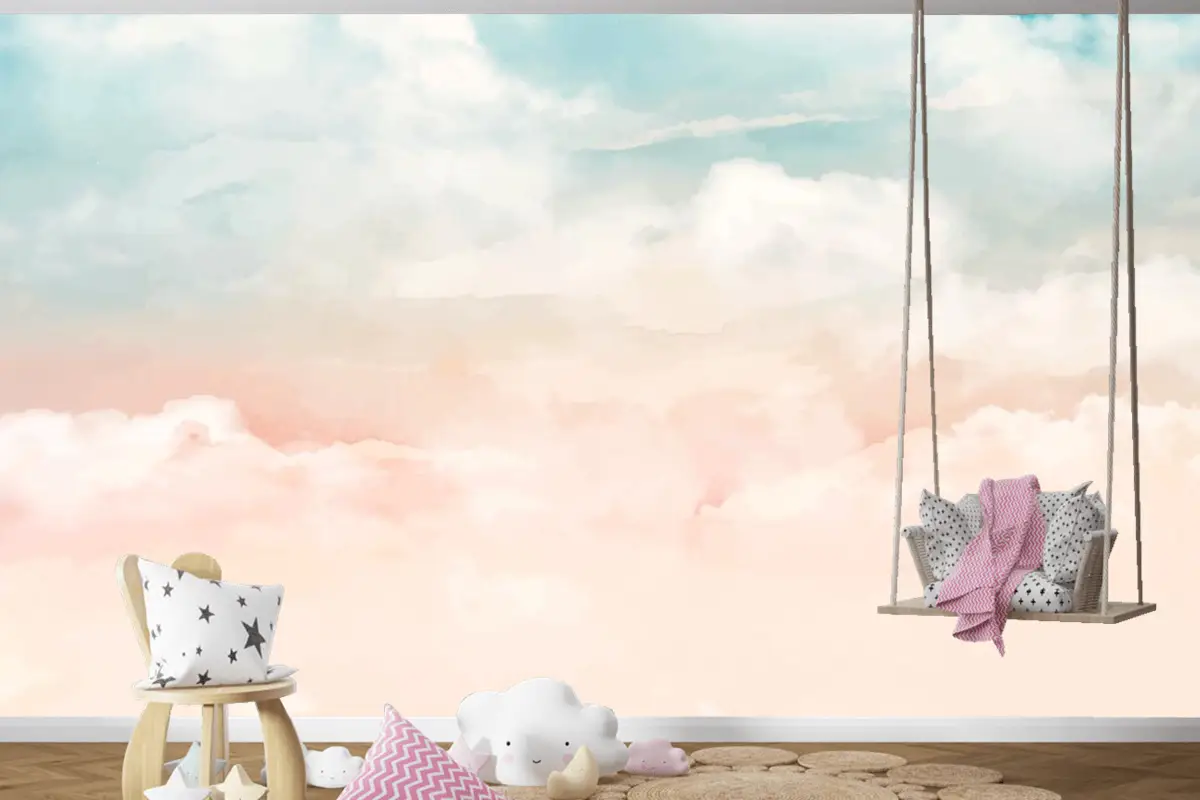 Gökyüzünde Renkli Bulutlar Çocuk Odası Duvar Kağıdı