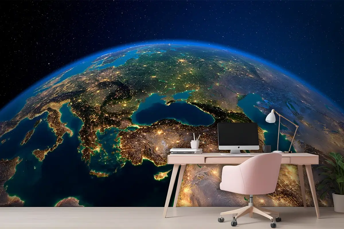 Gökyüzünden Türkiye  Dünya Haritası Duvar Kağıdı