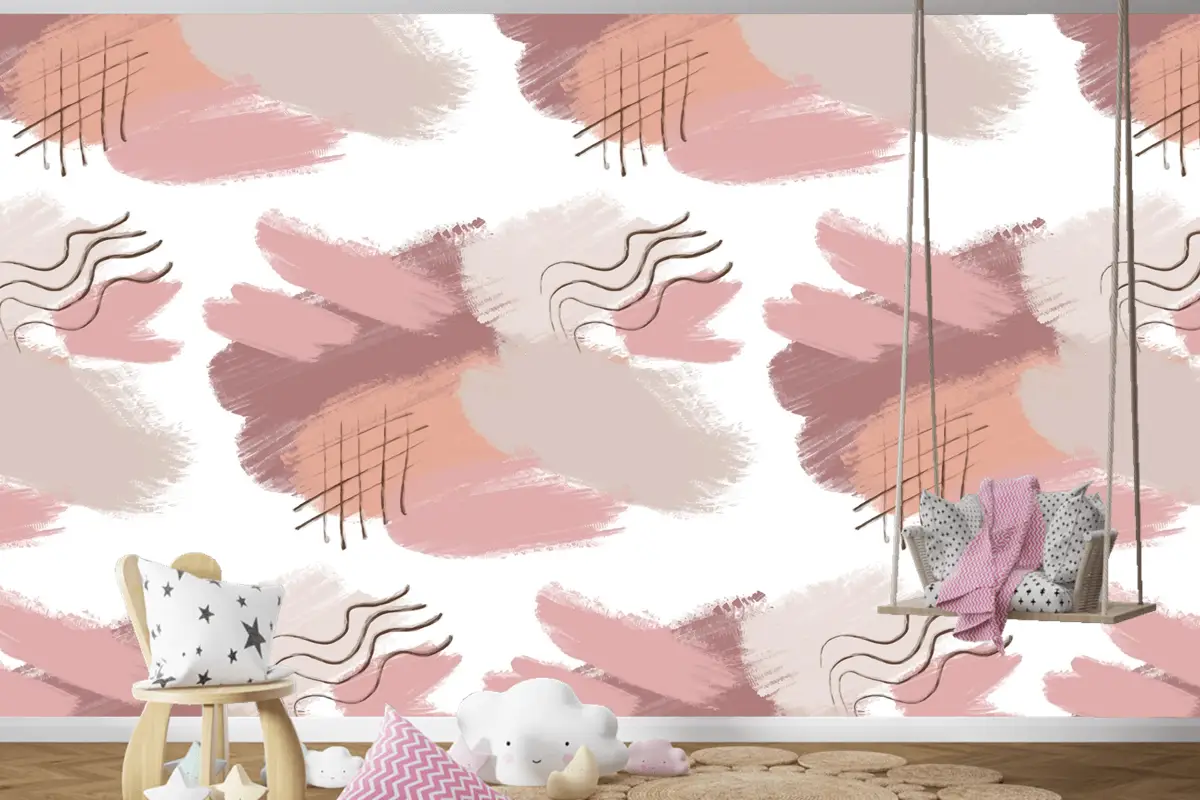 Degrade Kahverengi Soyut Suluboya Dikişsiz Desen Çocuk Odası Duvar Kağıdı