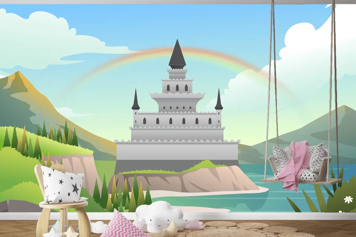 Degrade Peri Masalı Arka Plan Çocuk Odası Duvar Kağıdı Duvar Resimleri