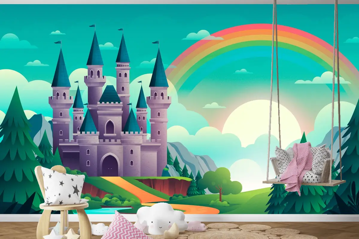 Degrade Peri Masalı Arka Plan Kids Boy Çocuk Odası Duvar Kağıdı 