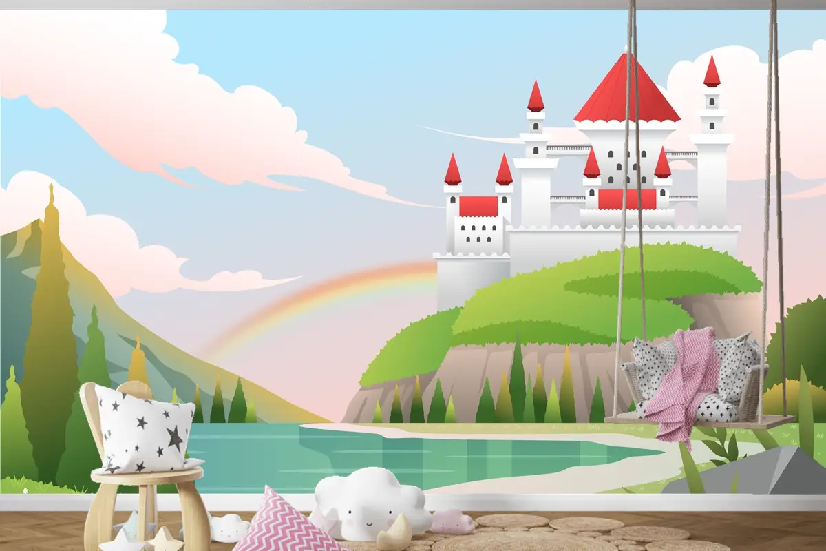 Degrade Peri Masalı Arka Plan Çocuk Odası Duvar Kağıdı 