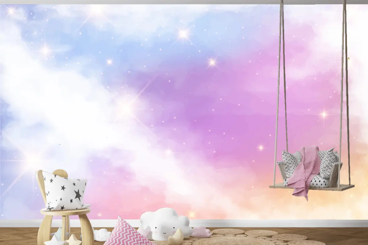 Degrade Pastel Gökyüzü Arka Plan Çocuk Odası Duvar Kağıdı