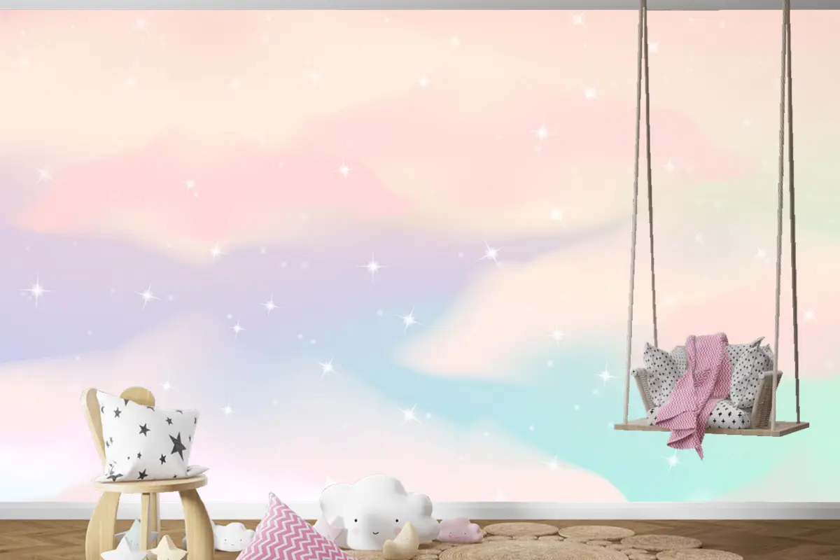 Degrade Pastel Gökyüzü Arka Plan Çocuk Odası Duvar Kağıdı 