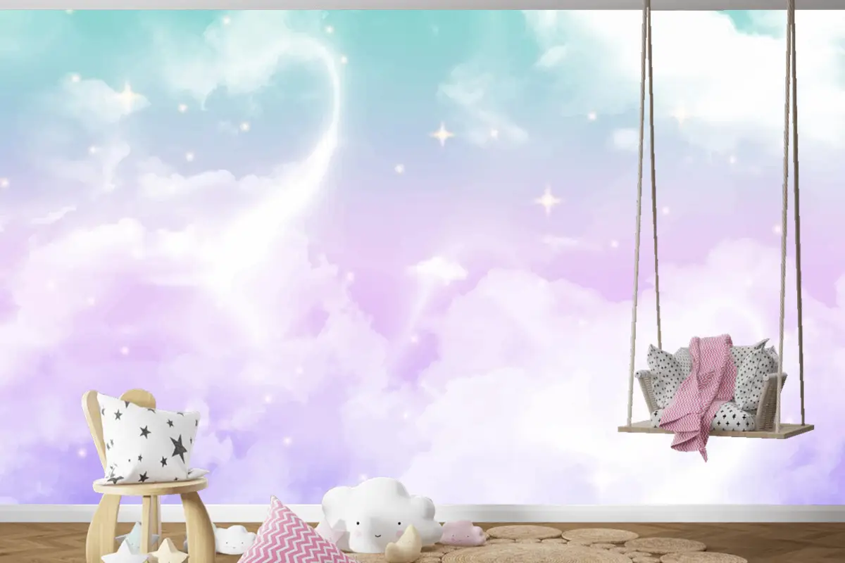 Degrade Pastel Gökyüzü Çocuk Odası Duvar Kağıdı