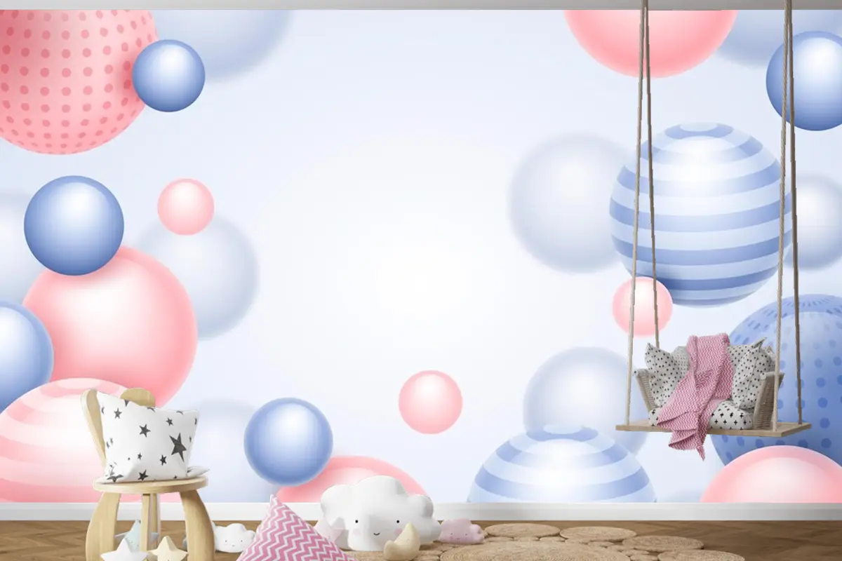 Degrade Küreler Arka Plan Çocuk Odası Duvar Kağıdı 