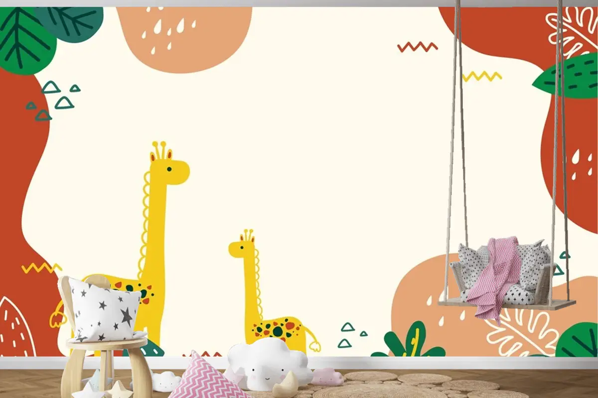 Elle Çizilmiş Doodle Arka Plan Çocuk Odası Duvar Kağıdı 