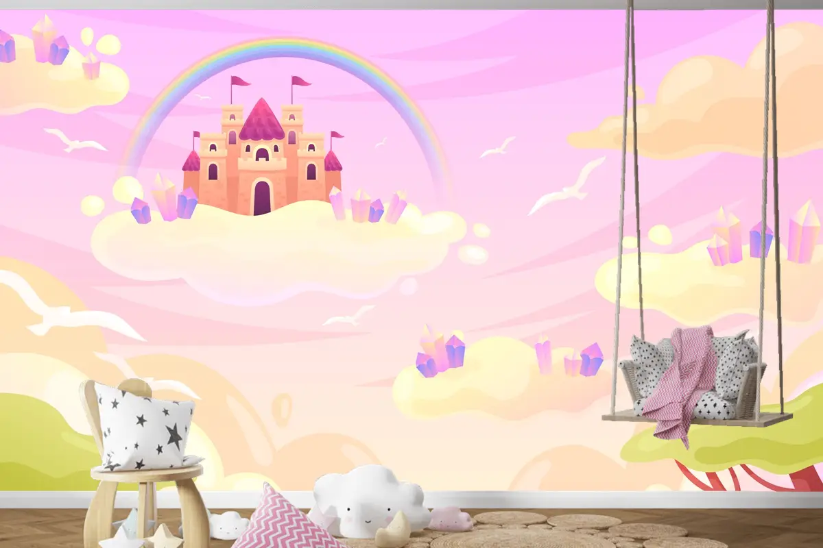 Elle Çizilmiş Peri Masalı Arka Plan Çocuk Odası Duvar Kağıdı
